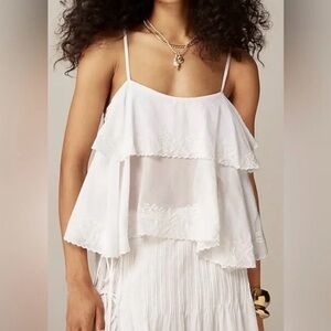 NWT JCrew Tiered tank top with embroidery in cotton voile sz Medium